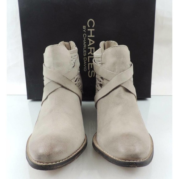 CHARLES by Charles David York Cutout Side Booties Taupe Washed Nubuck - Picture 7 of 8